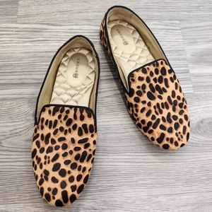 Birdies The Starling Calf Hair Leopard Animal Print Flats Loafers Slip Ons